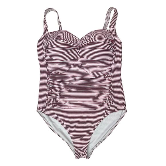 Niptuck Swim 12 Red White Striped One Piece Swim Suit Swim Wear Bathing Suit - Picture 1 of 12